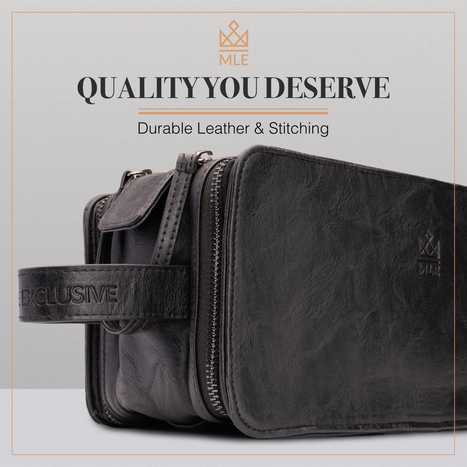 3 Compartment - Leather Toiletry Bag For Men