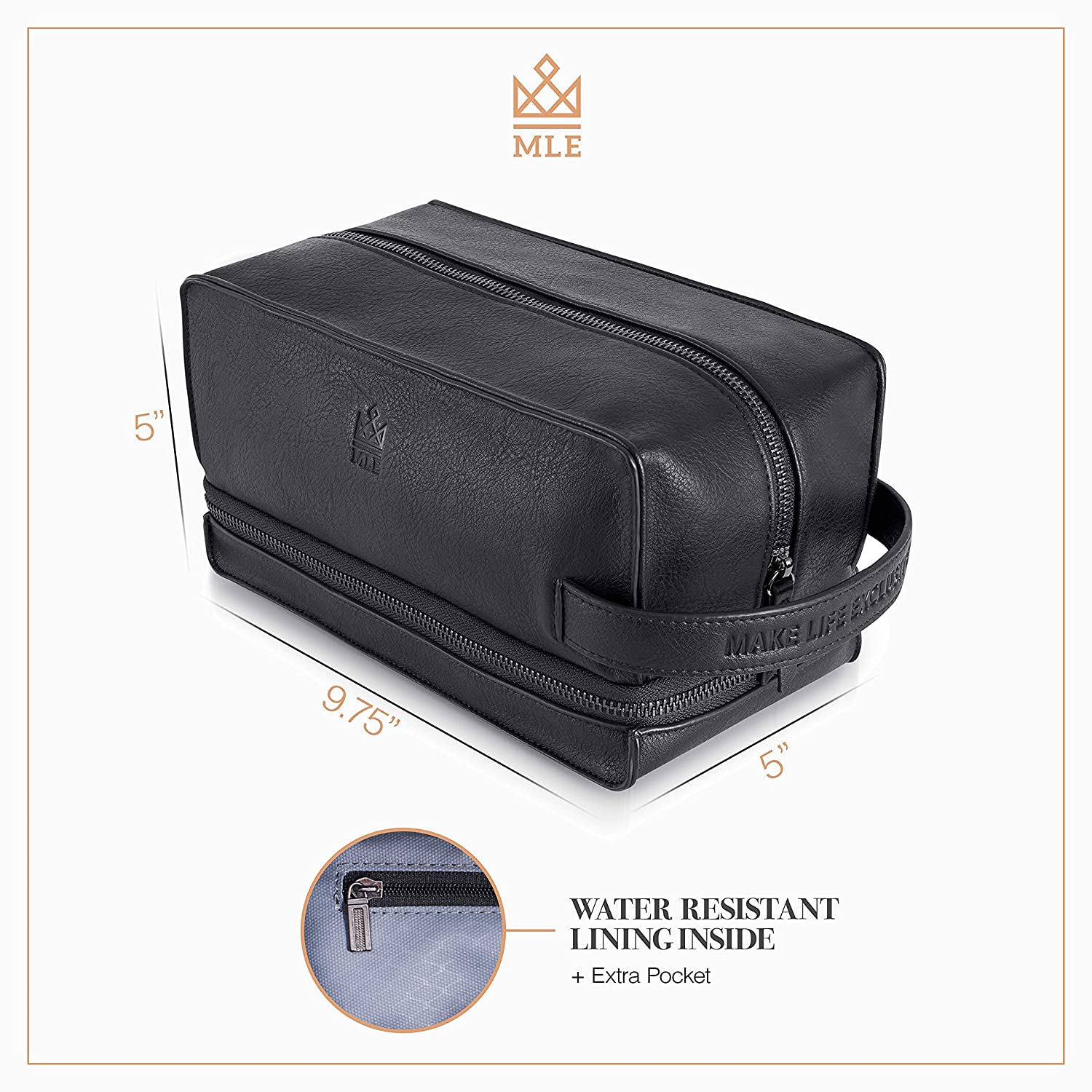 2 Compartment - Leather Toiletry Bag For Men